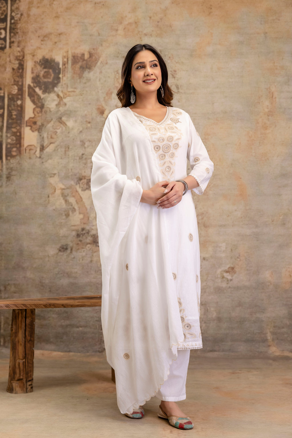 Safed Sunehri Suit Set