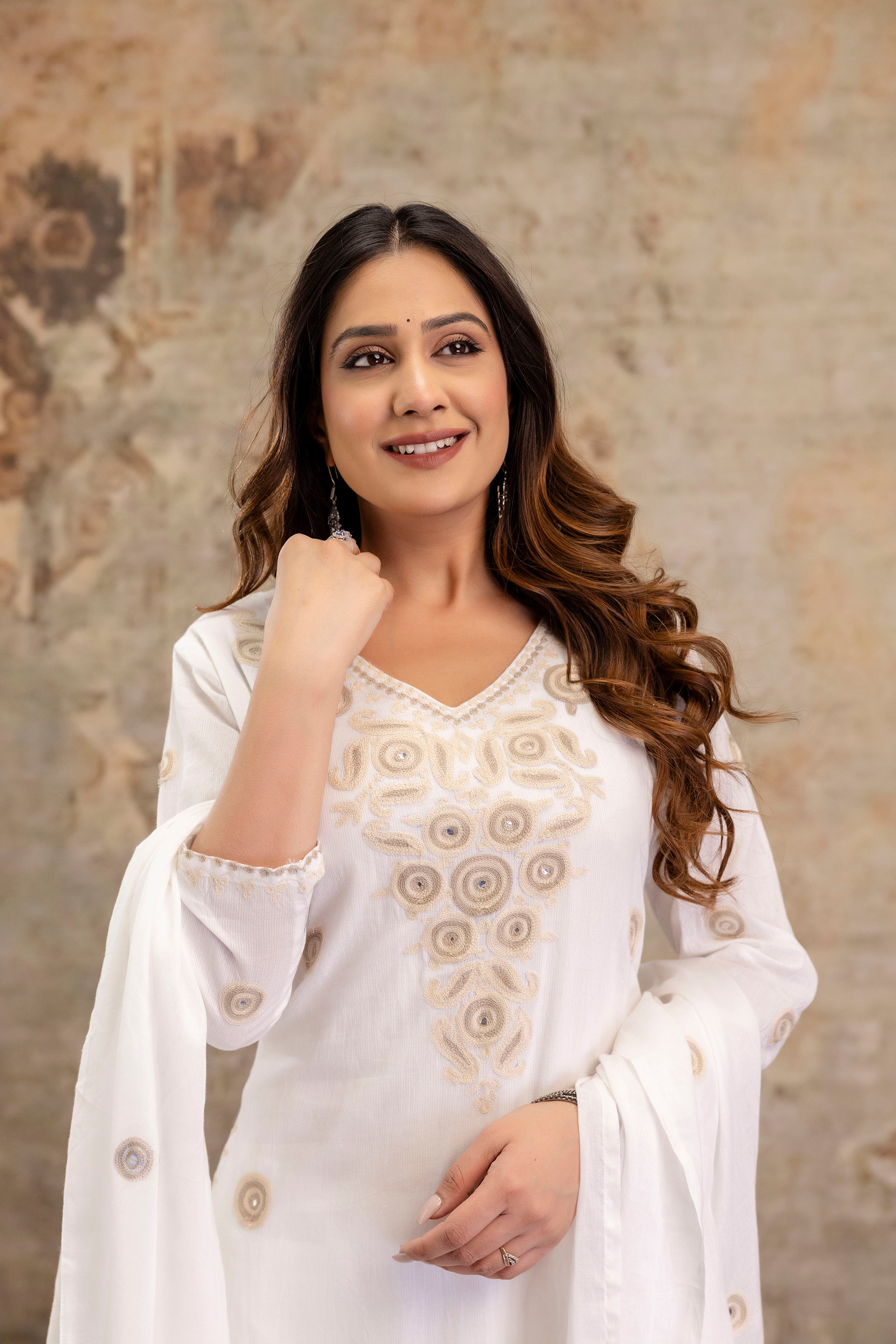 Safed Sunehri Suit Set