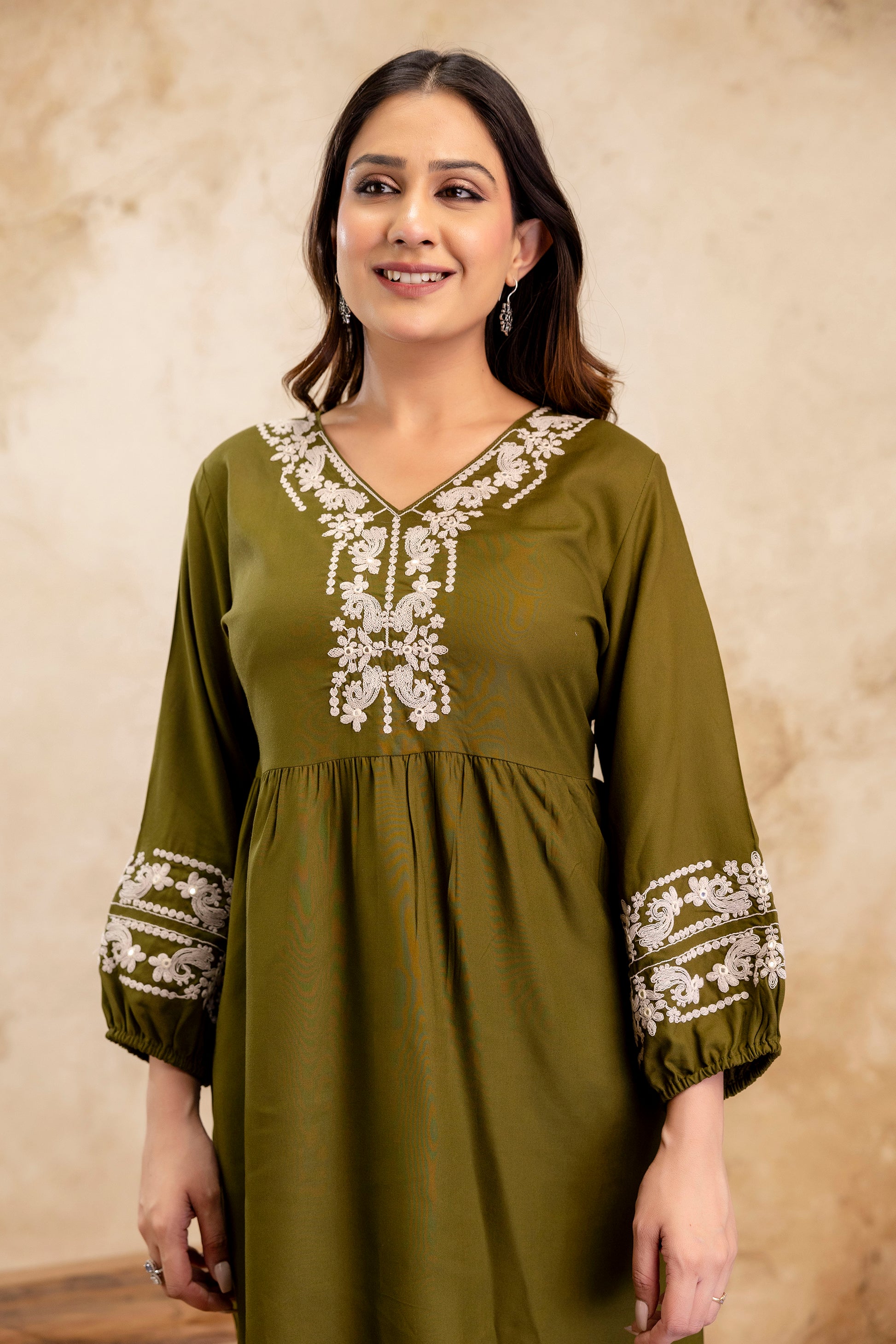 Noor Olive Peplum Set