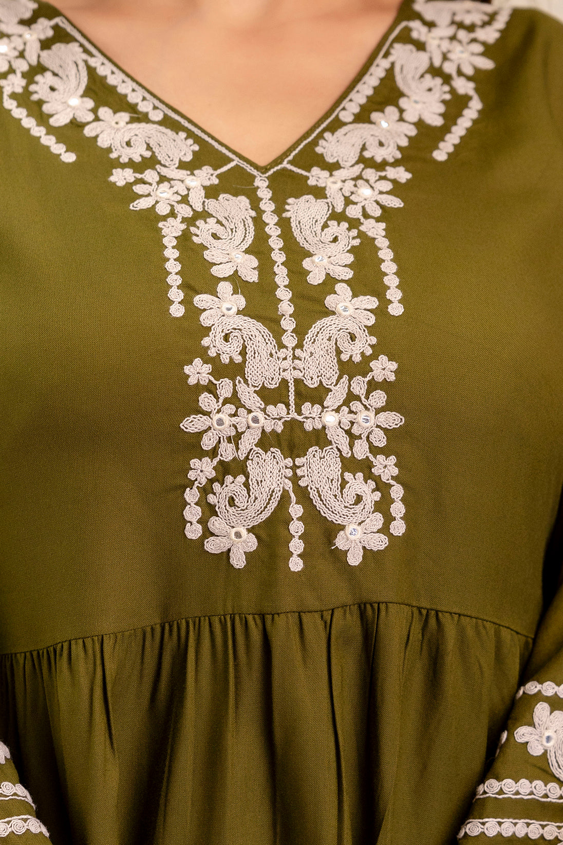 Noor Olive Peplum Set