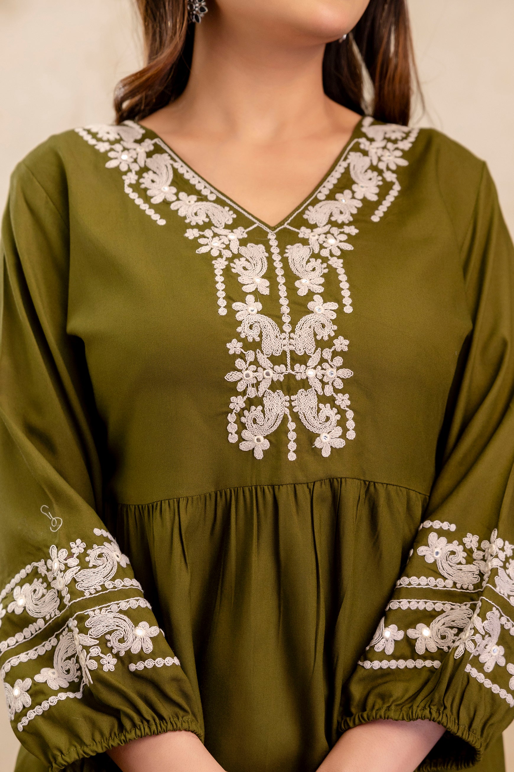 Noor Olive Peplum Set