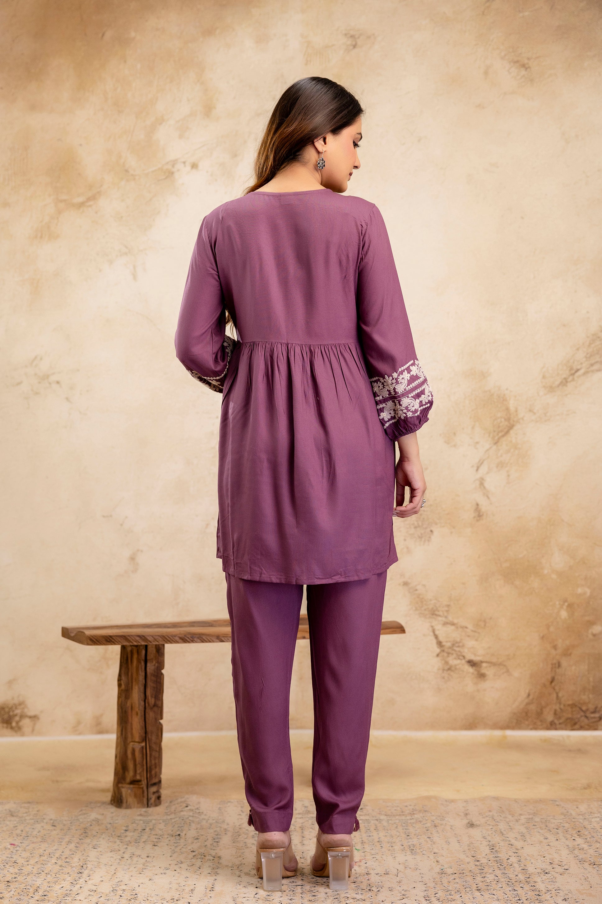 Noor Purple Peplum Set