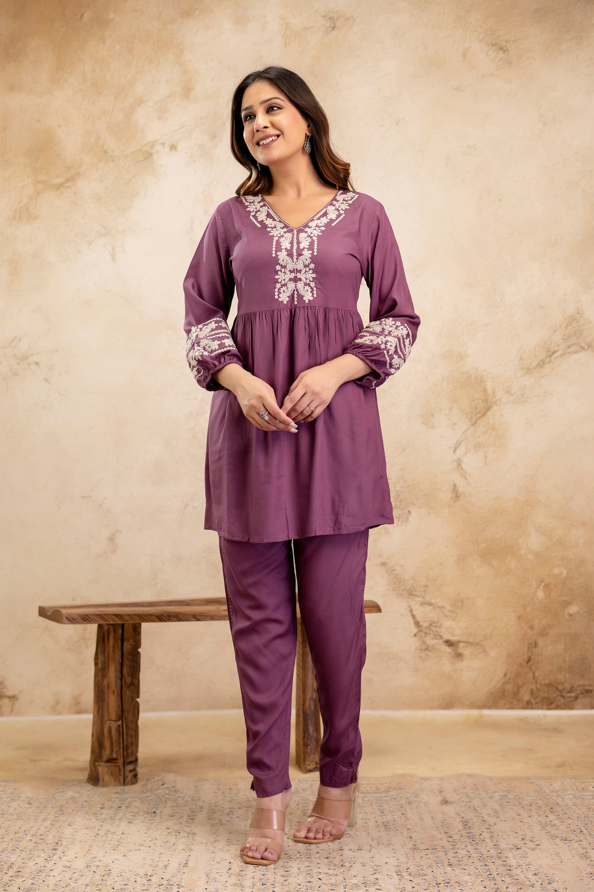 Noor Purple Peplum Set