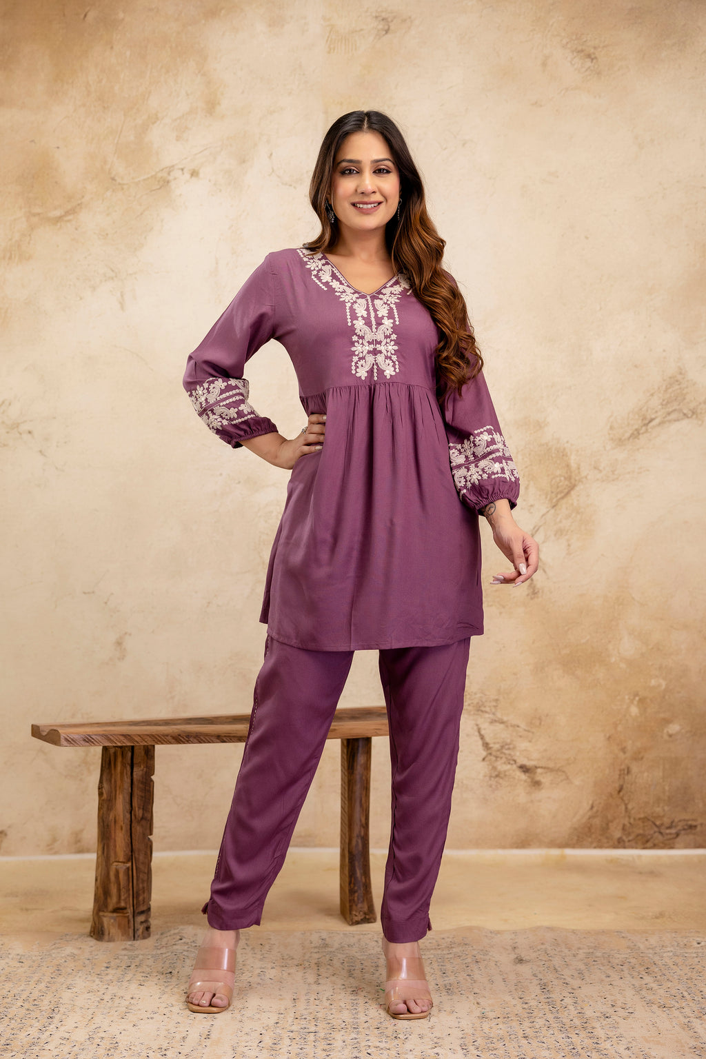 Noor Purple Peplum Set