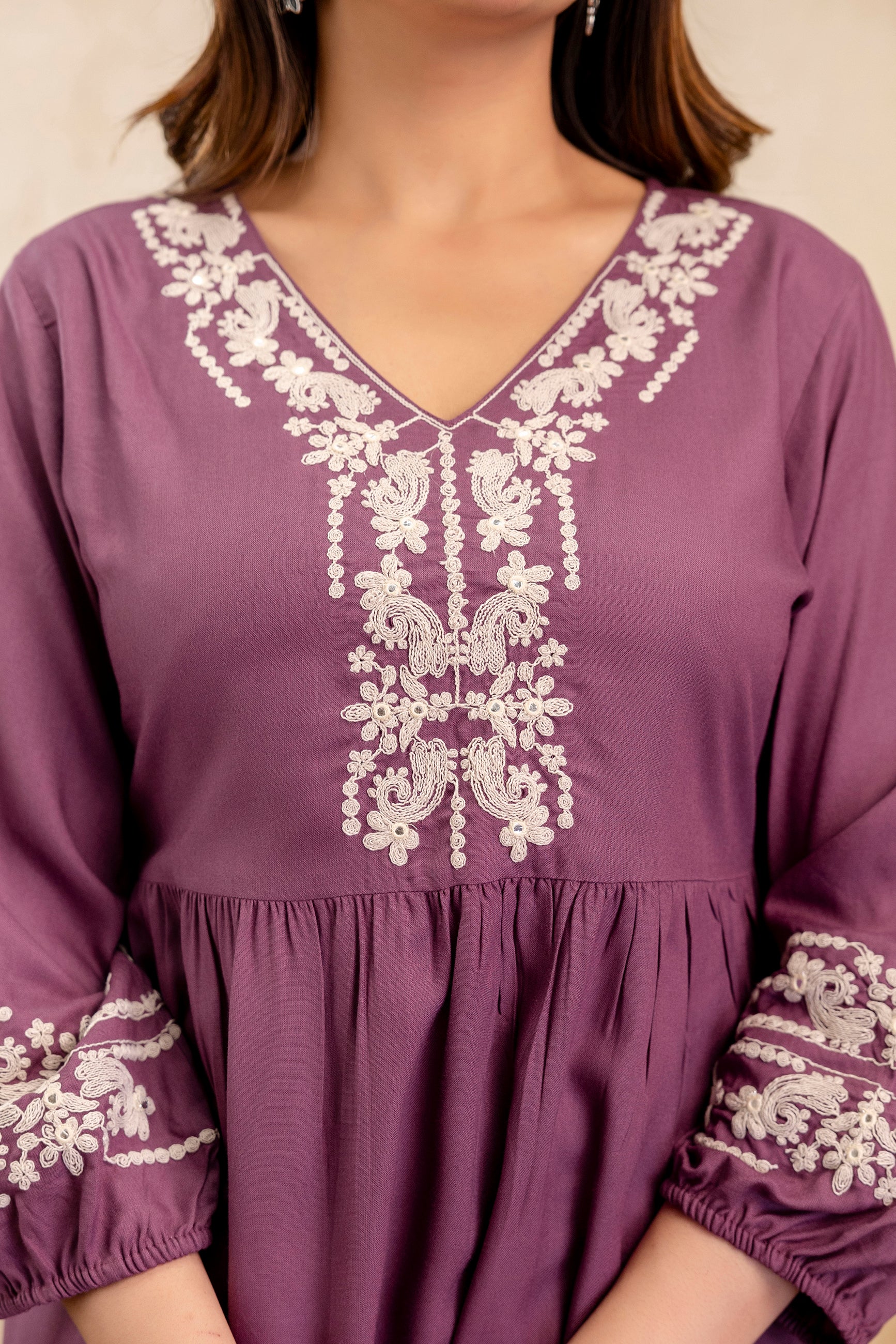 Noor Purple Peplum Set
