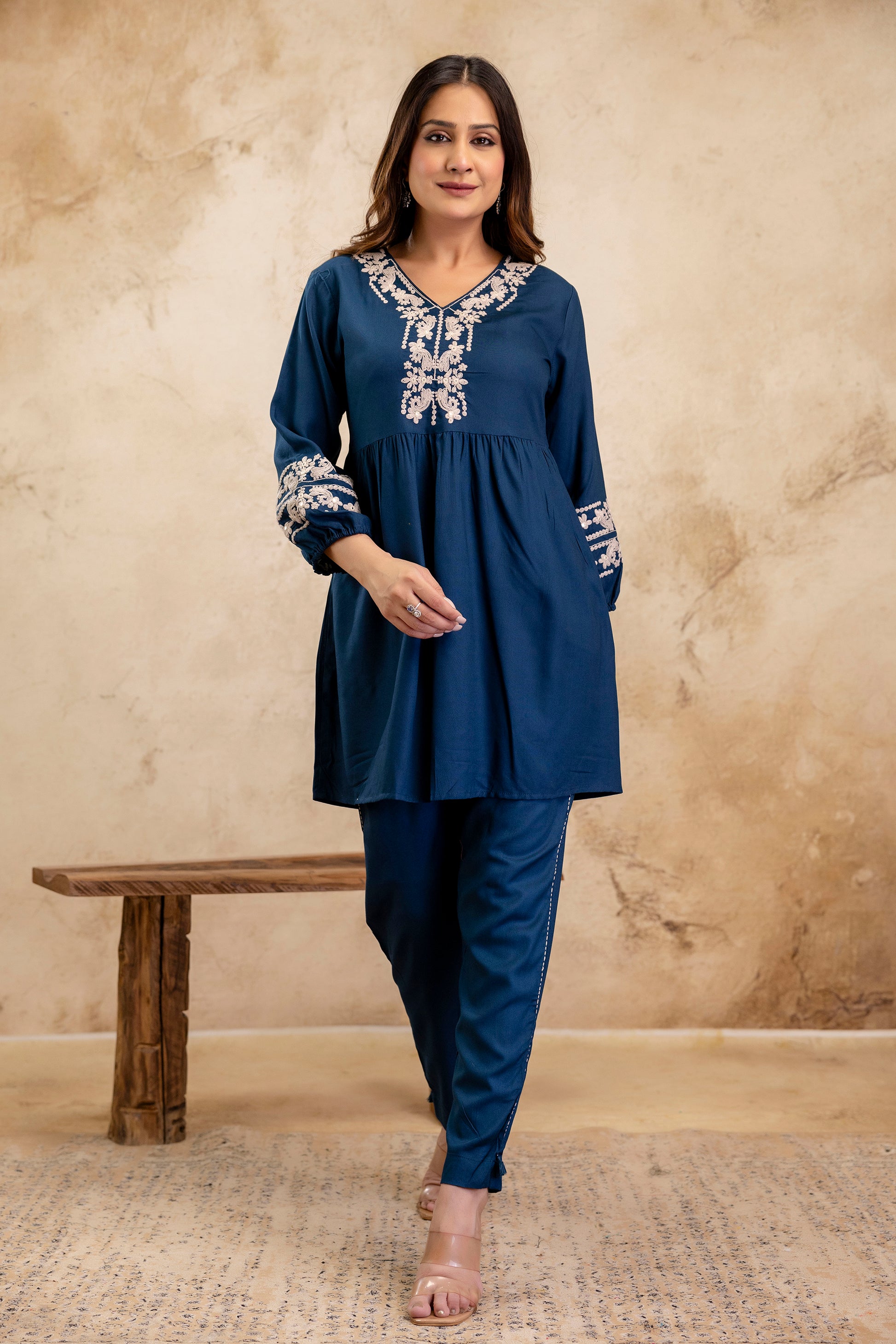 Noor Blue Peplum Set