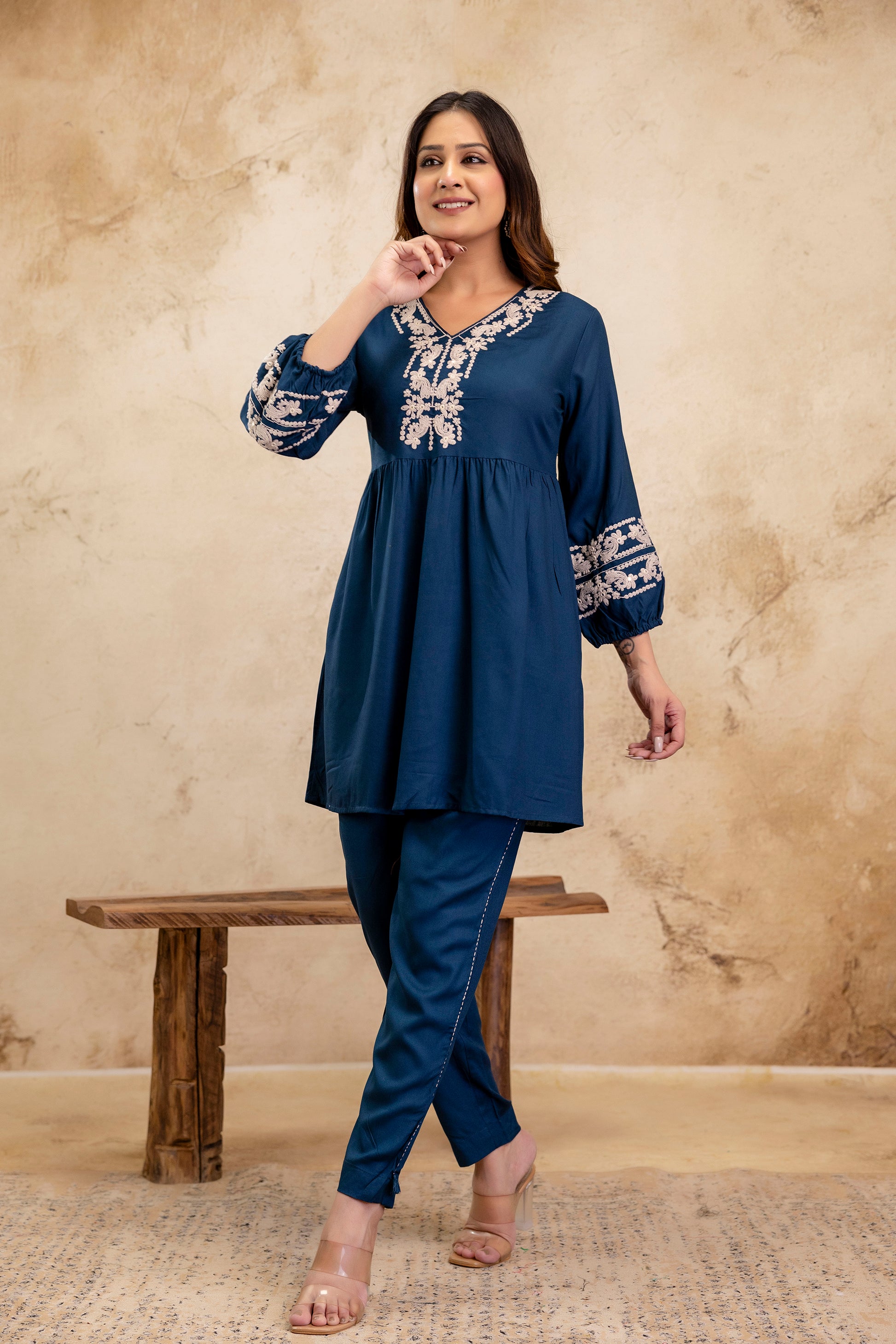 Noor Blue Peplum Set