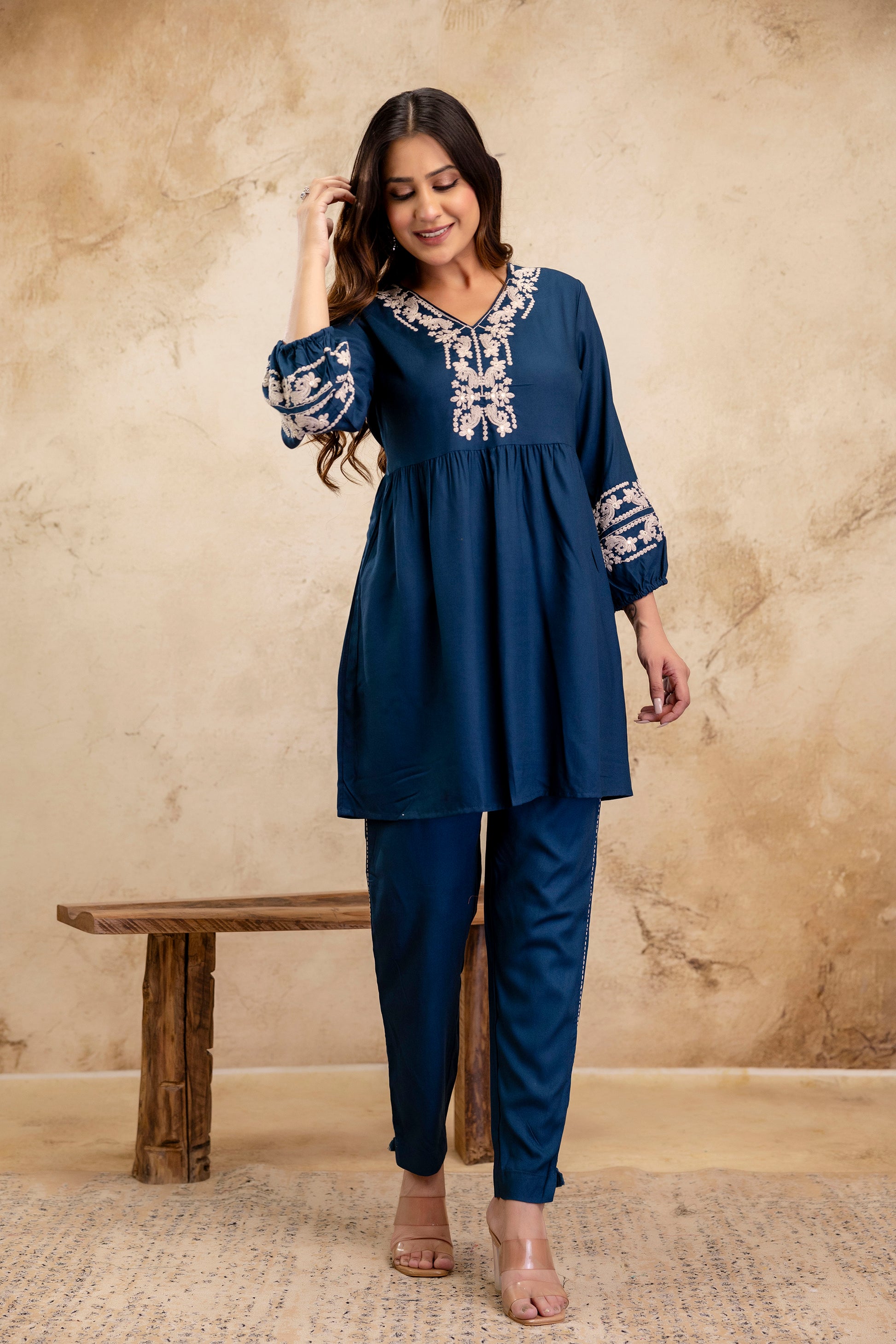 Noor Blue Peplum Set