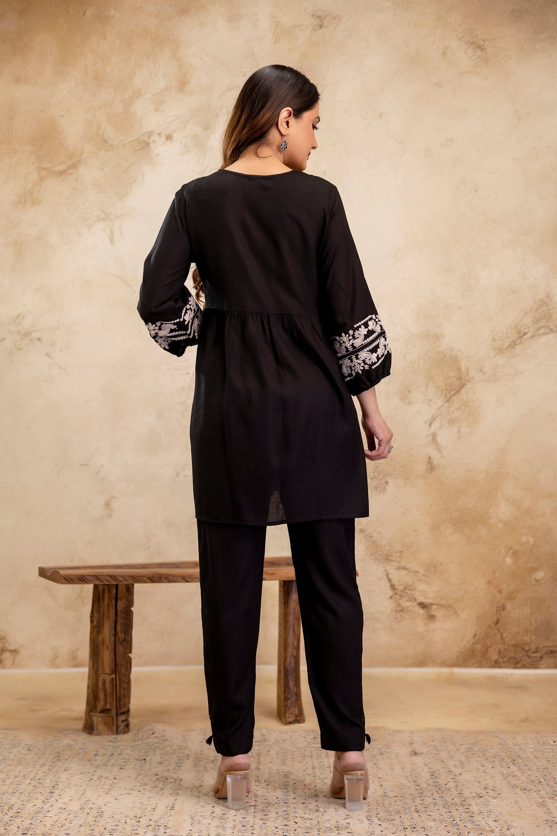 Noor Black Peplum Set