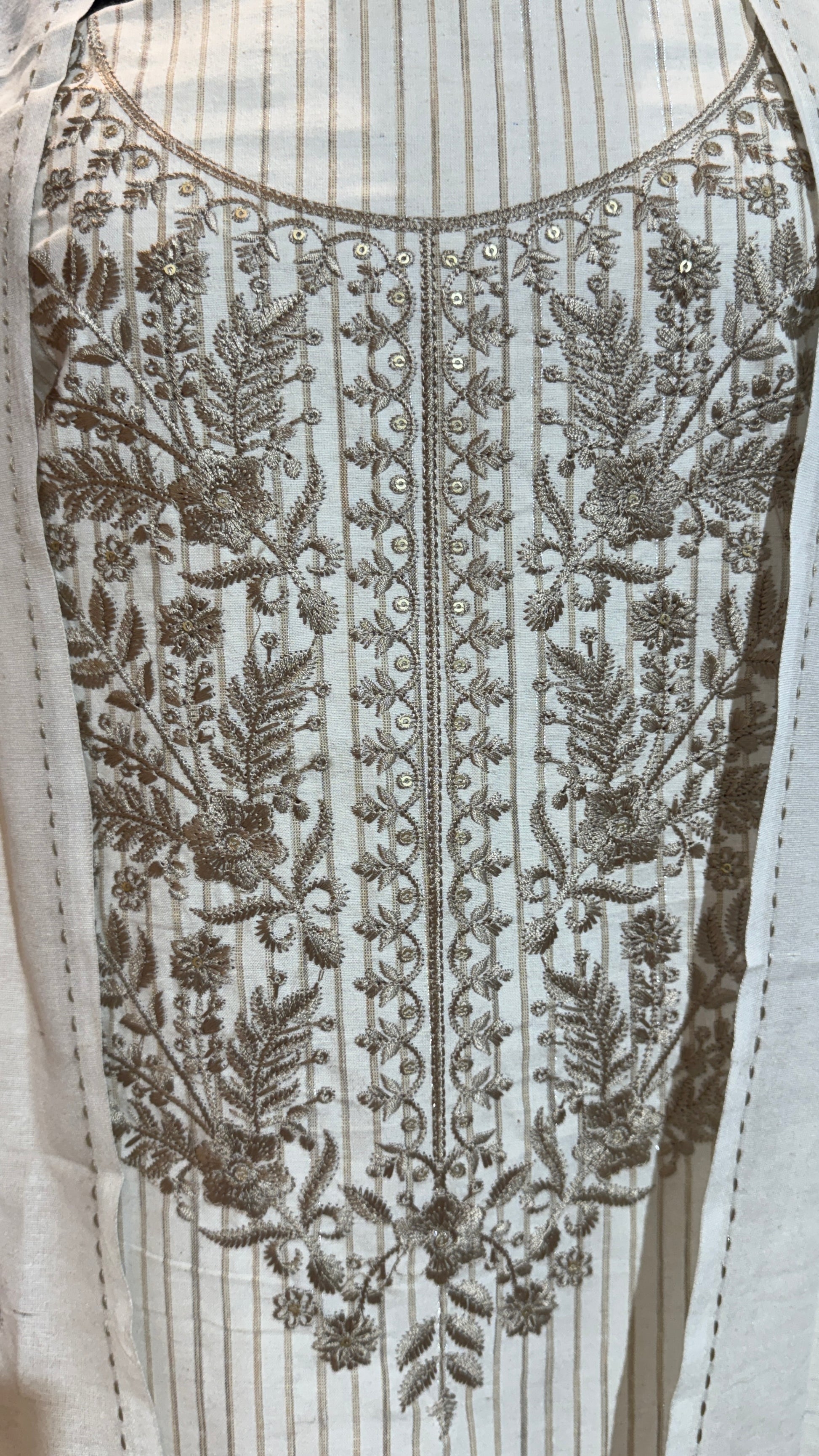 Offwhite Cotton Handloom Unstitched Suit Set