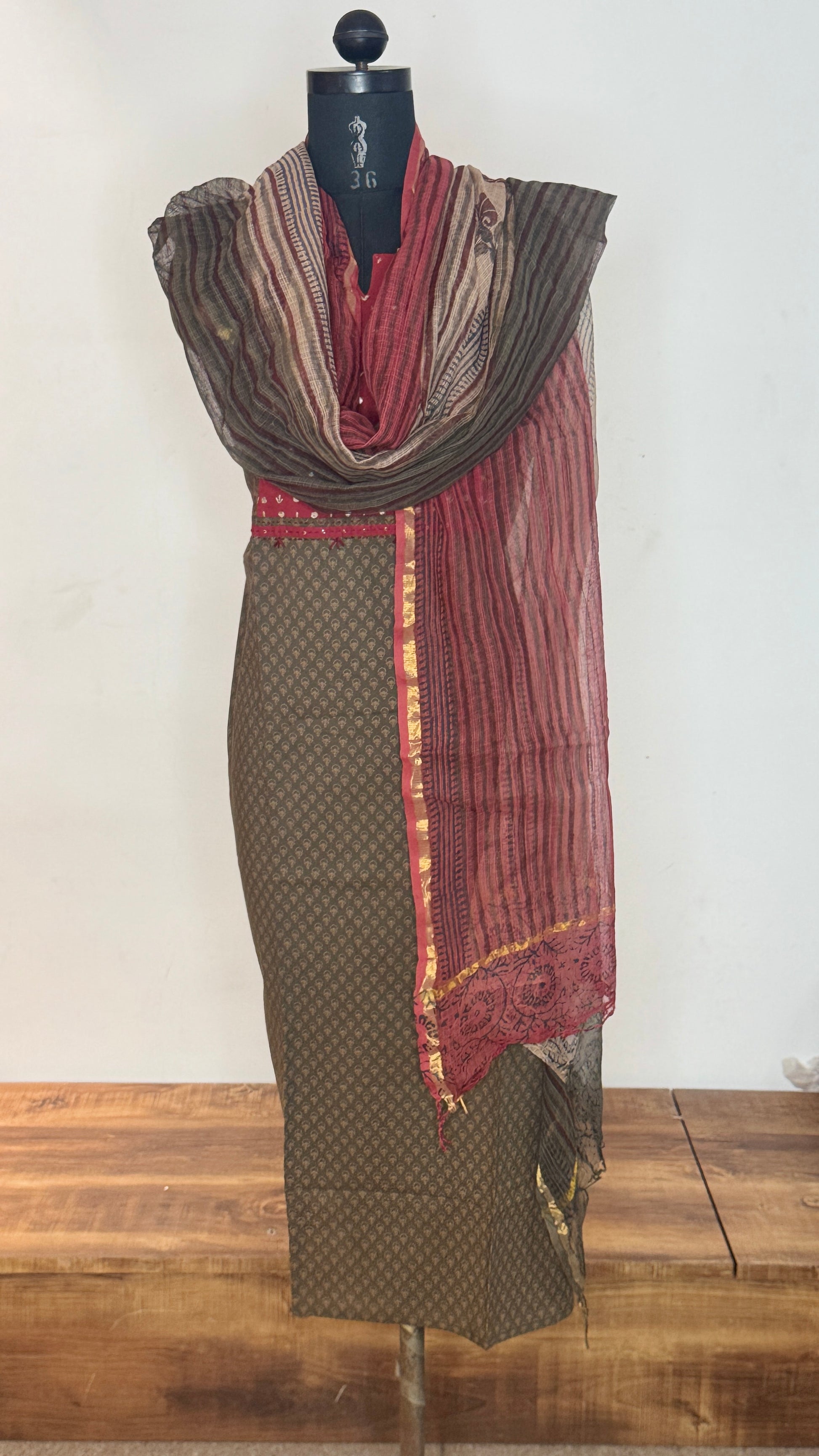 Mud Brown Unstitched Cotton Suit Set