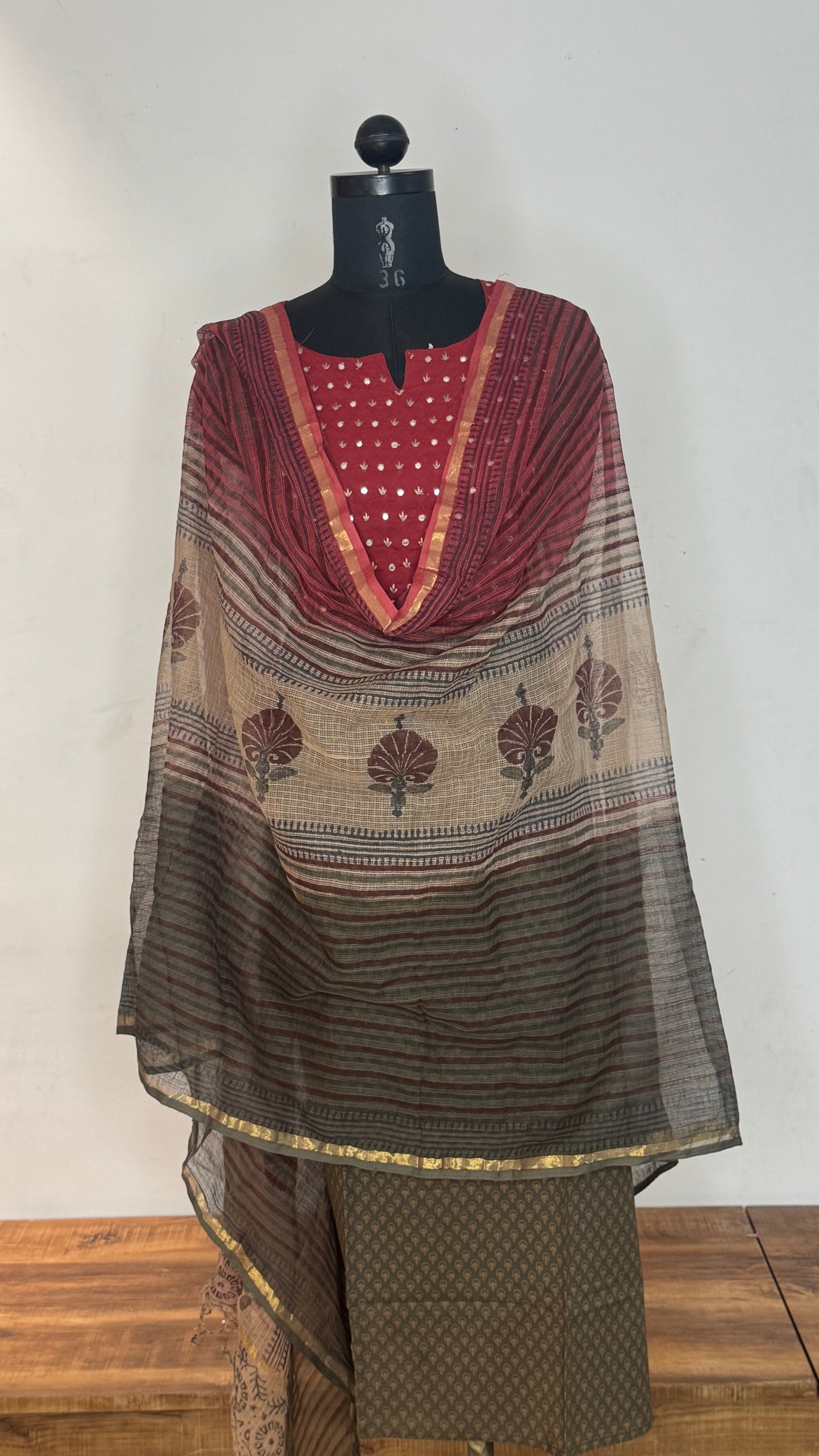 Mud Brown Unstitched Cotton Suit Set