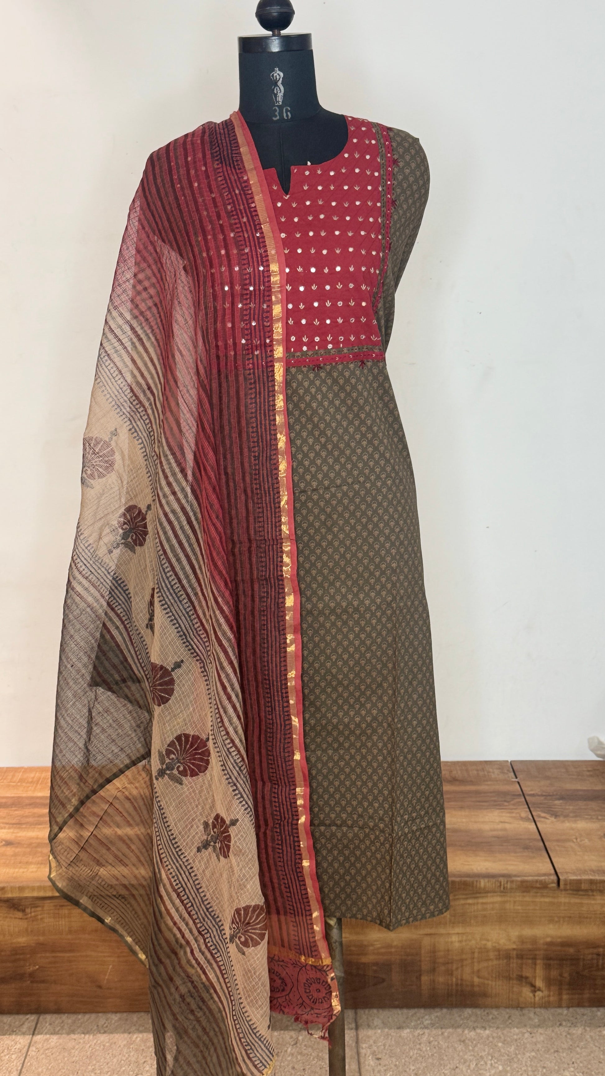 Mud Brown Unstitched Cotton Suit Set