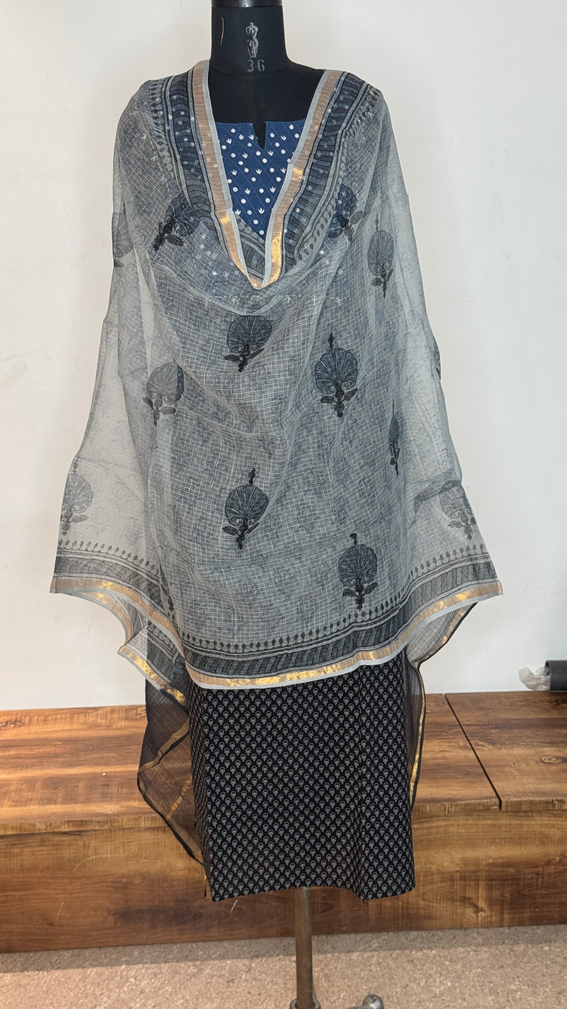 Dark Grey Unstitched Cotton Suit Set