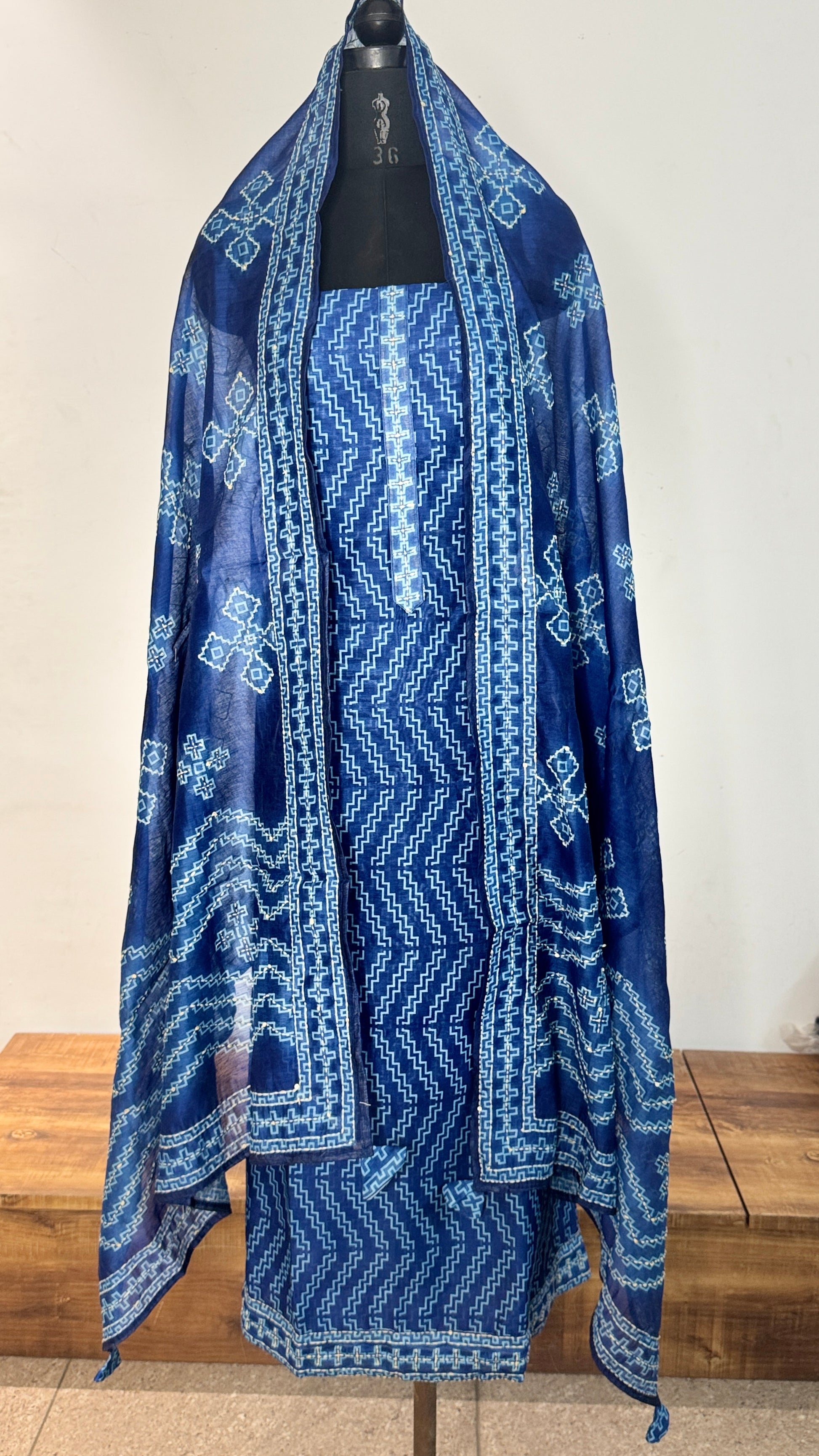Royal Blue Unstitched Cotton Suit Set