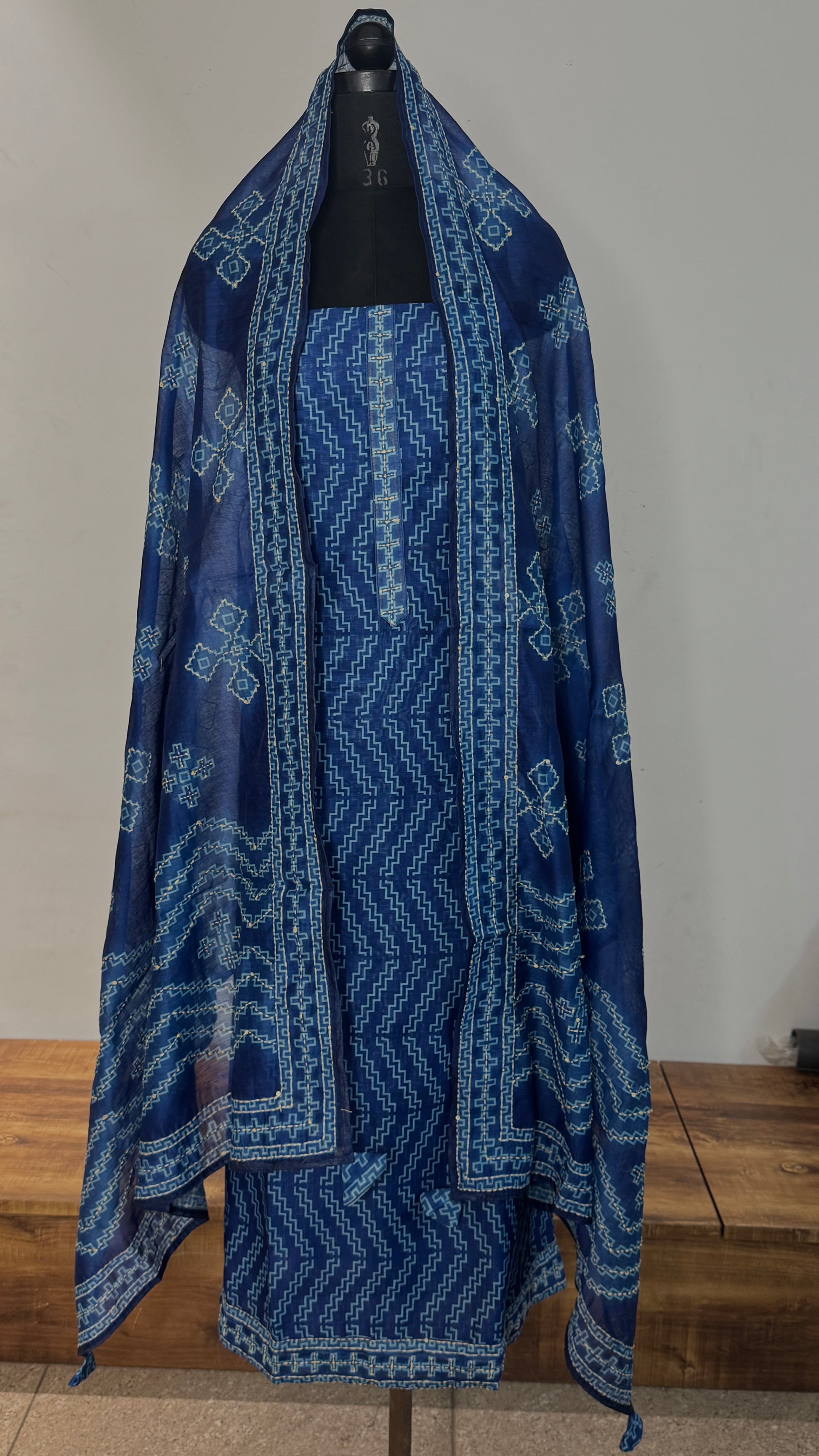 Royal Blue Unstitched Cotton Suit Set