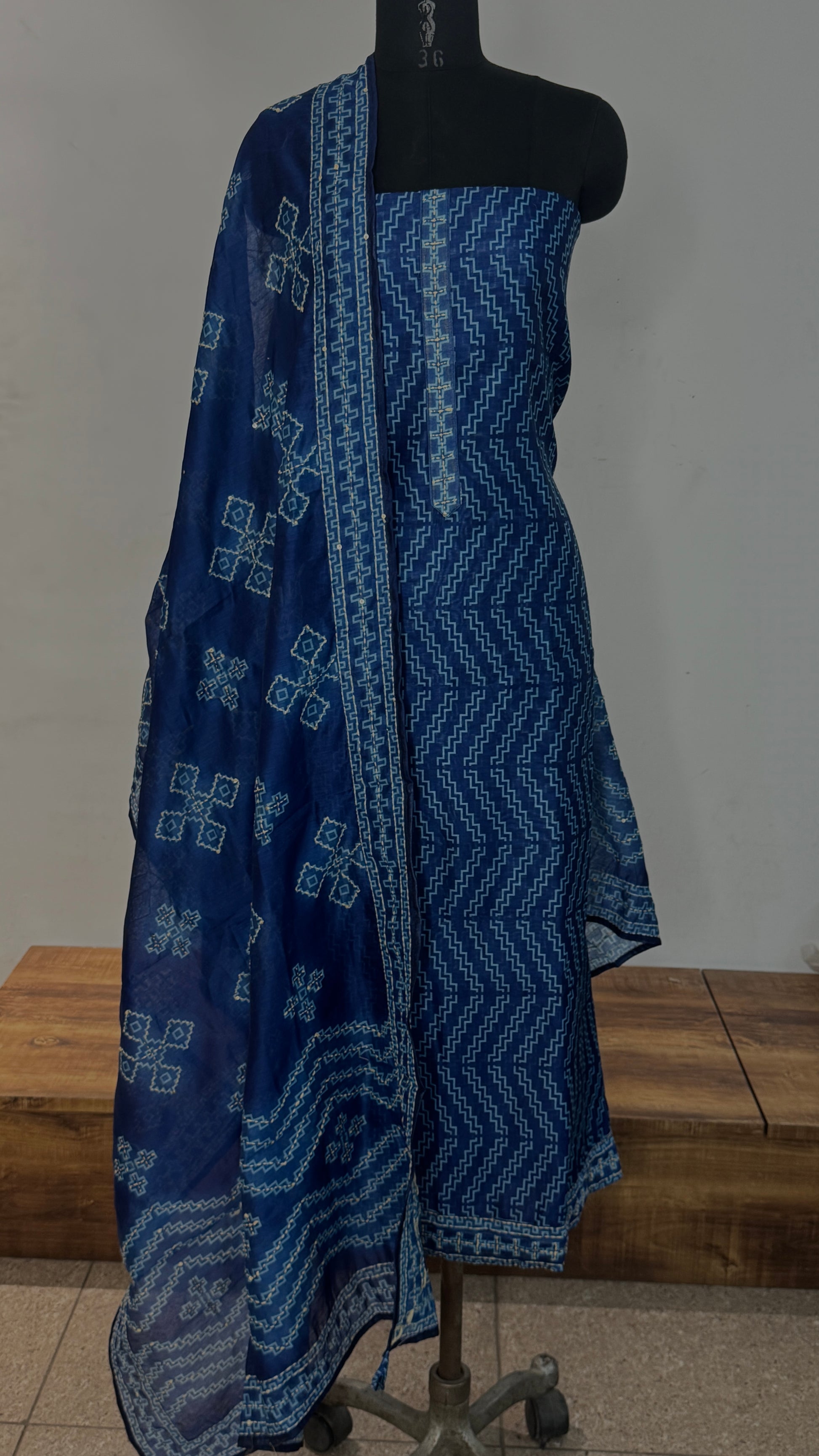 Royal Blue Unstitched Cotton Suit Set