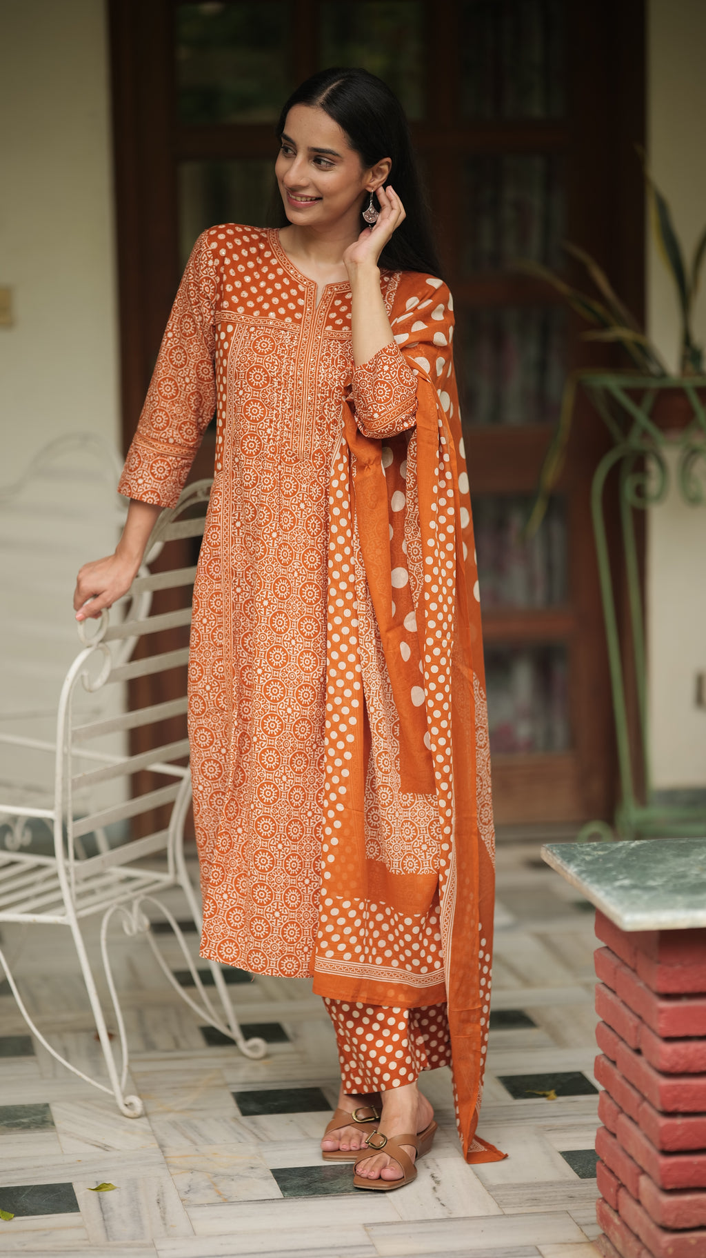 Rust Polka Suit Set