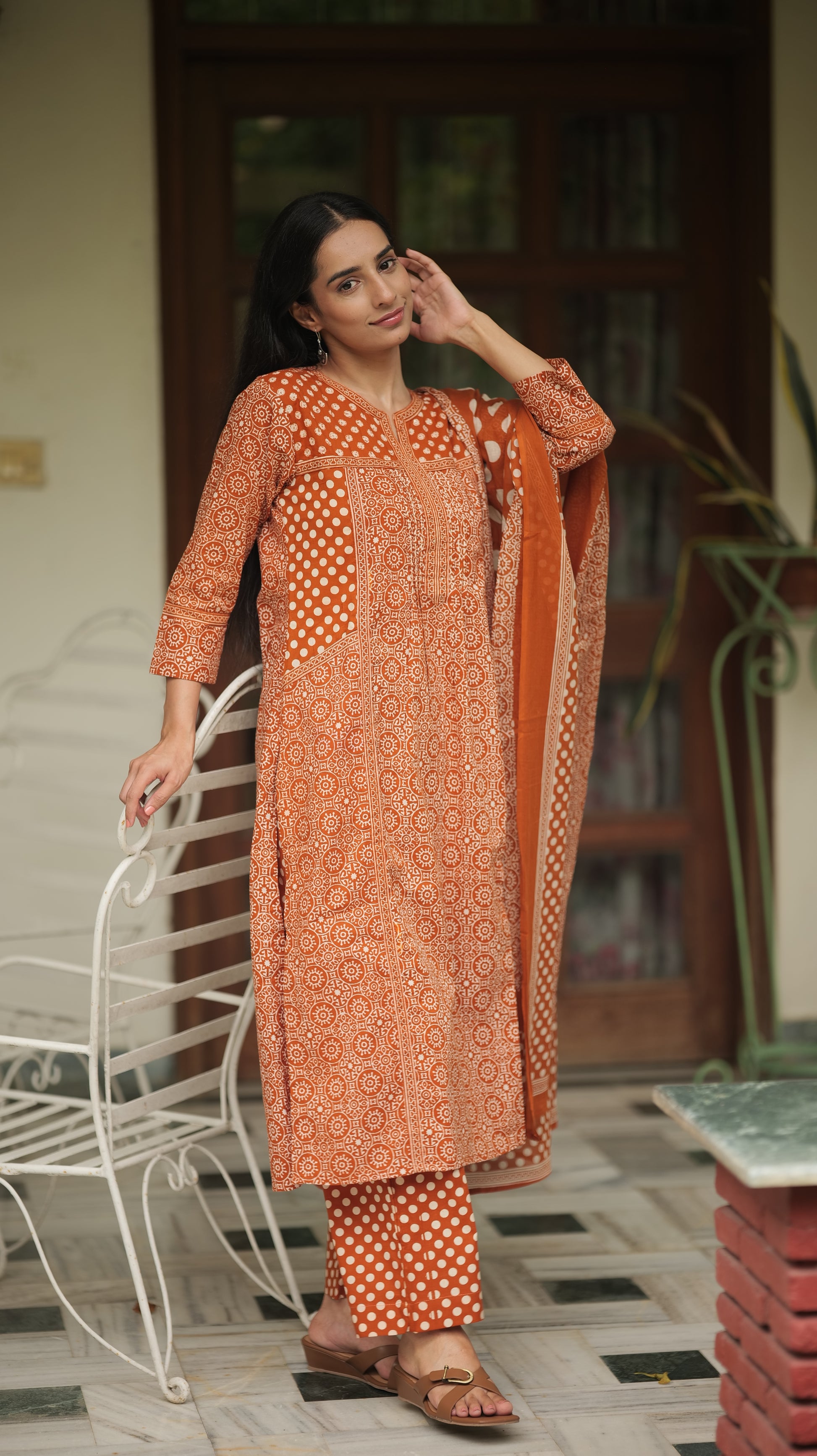 Rust Polka Suit Set