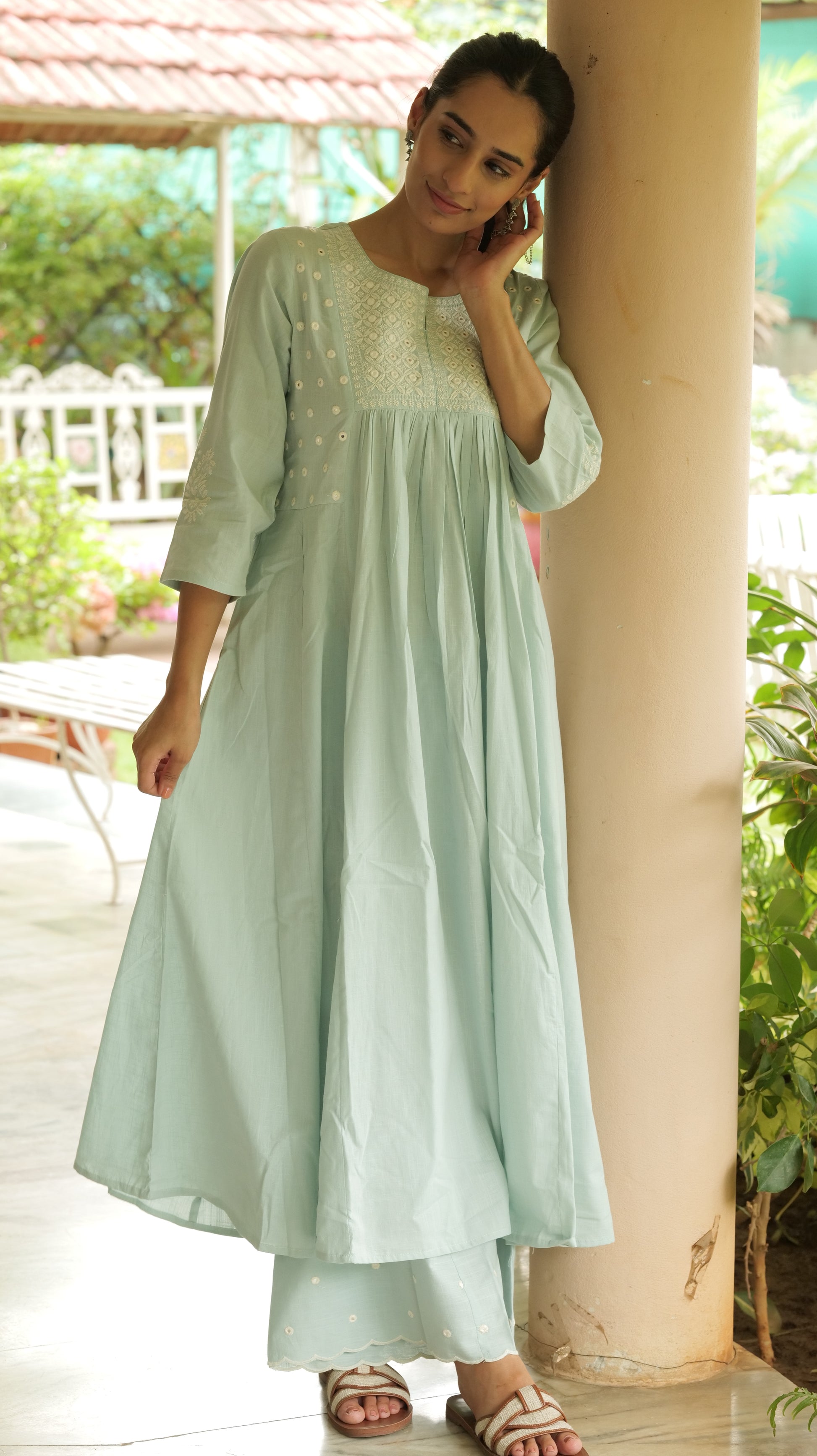Serene Sky Cotton Suit